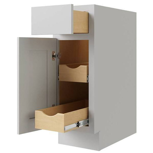 CNC CABINETRY Luxor 18" Base Cabinet, 2 Pull Out, Left Hinge, Shaker Misty Grey L03-B18L-POS2