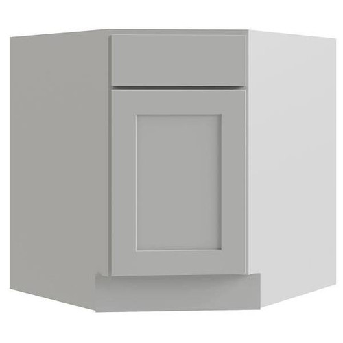 CNC CABINETRY Luxor 36" Diag Corner Sink Cabinet, Right Hinge Shaker Misty Grey L03-CSB36R