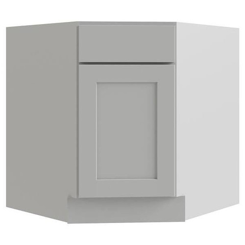 CNC CABINETRY Luxor 36" Diag Corner Sink Cabinet, Left Hinge, Shaker Misty Grey L03-CSB36L