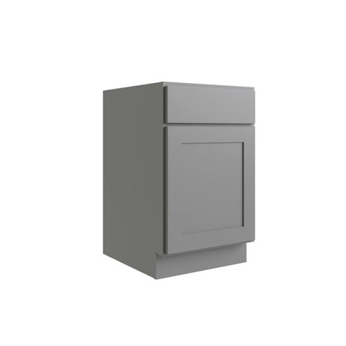 CNC CABINETRY Luxor 18" Base Cabinet, Ada Height, Right Hinge, Shaker Misty Grey L03-B18R-HA