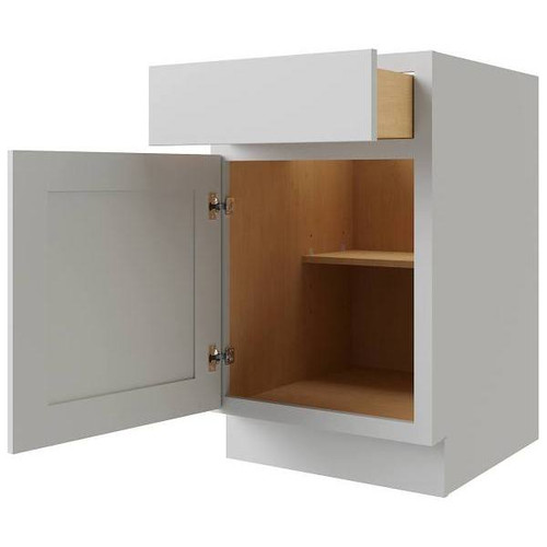 CNC CABINETRY Luxor 18" Base Cabinet, Ada Height, Left Hinge, Shaker Misty Grey L03-B18L-HA