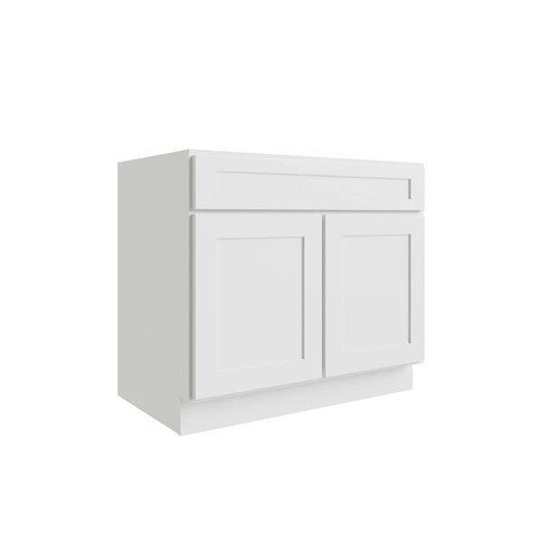 CNC CABINETRY Luxor 2-Door Base Cabinet, 2 Pull Out, 5-Pc, 24"W, Shaker White L10-B24-POS2-5P