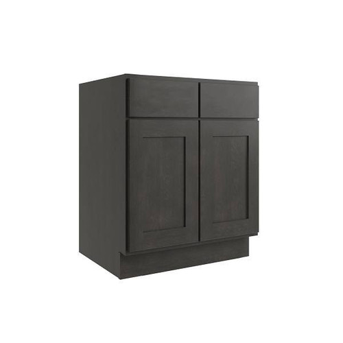CNC CABINETRY Luxor 2-Door Base Cabinet, 2 Pull Out, 42"W, Shaker Smoky Grey L02-B42-POS2