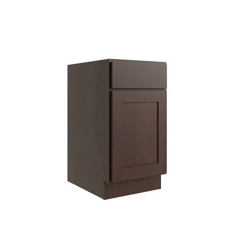 CNC CABINETRY Luxor 15" Base Cabinet, 2 Pull Out, Left Hinge, Shaker Espresso L11-B15L-POS2