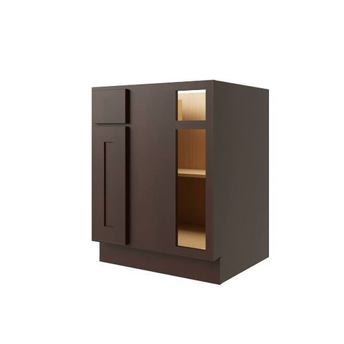 CNC CABINETRY Luxor 36" Blind Base Cabinet, Ada, Right Hinge, Shaker Espresso L11-BLB36/39R-HA