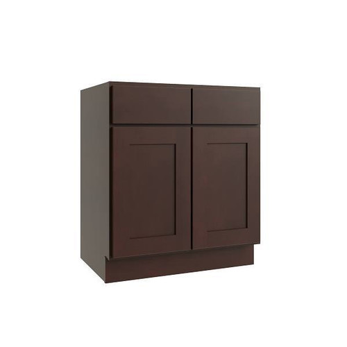 CNC CABINETRY Luxor 2-Door Base Cabinet, 1 Pull Out, 36"W, Shaker Espresso L11-B36-POS1