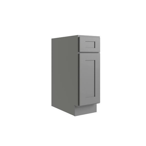 CNC CABINETRY Luxor 12" Base Cabinet, 1 Pull Out, 5-Pc, Left, Shaker Misty Grey L03-B12L-POS1-5P