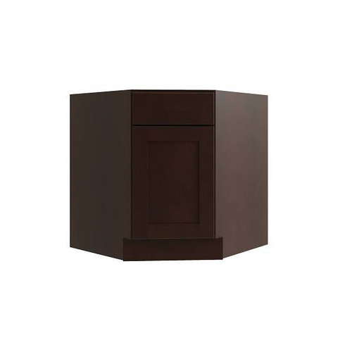 CNC CABINETRY Luxor 36" Diag Corner Sink Cabinet, Right Hinge Shaker Espresso L11-CSB36R