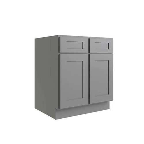 CNC CABINETRY Luxor 2-Door Base Cabinet, 2 Pullout, 5-Pc, 36", Shaker Misty Grey L03-B36-POS2-5P