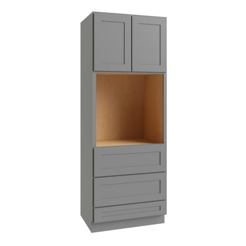 CNC CABINETRY Luxor Single Oven Cabinet, 33"W X 96"H X 24"D, Shaker Misty Grey L03-OV3396
