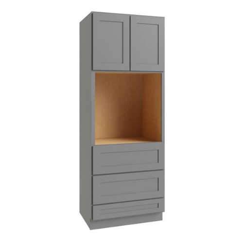 CNC CABINETRY Luxor Single Oven Cabinet, 30"W X 96"H X 24"D, Shaker Misty Grey L03-OV3096