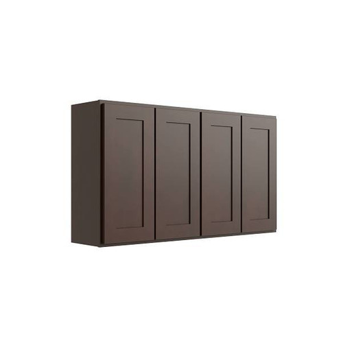 CNC CABINETRY Luxor 4-Door Wall Cabinet, 54"W X 30"H X 12"D, Shaker Espresso L11-5430