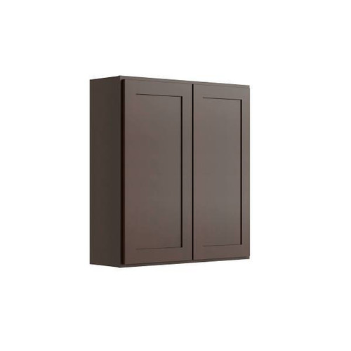 CNC CABINETRY Luxor 2-Door Wall Cabinet, 42"W X 36"H X 12"D, Shaker Espresso L11-4236