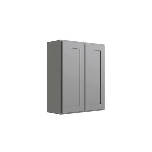 CNC CABINETRY Luxor 2-Door Wall Cabinet, 27"W X 36"H X 12"D, Shaker Misty Grey L03-2736