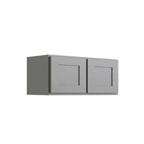 CNC CABINETRY Luxor 2-Door Wall Cabinet, 30"W X 12"H X 12"D, Shaker Misty Grey L03-3012