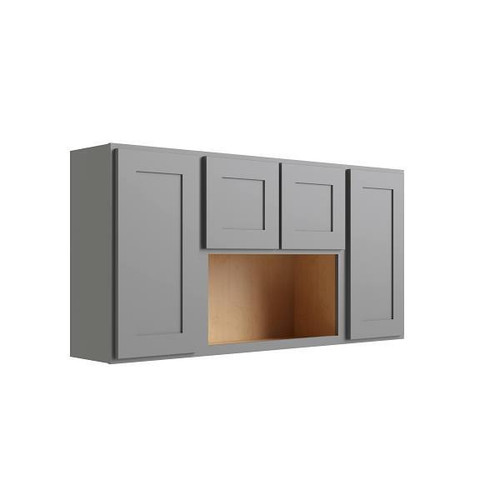 CNC CABINETRY Luxor 4-Door Wall Cabinet, 60"W X 30"H X 12"D, Shaker Misty Grey L03-6030-O