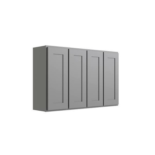 CNC CABINETRY Luxor 4-Door Wall Cabinet, 48"W X 30"H X 12"D, Shaker Misty Grey L03-4830
