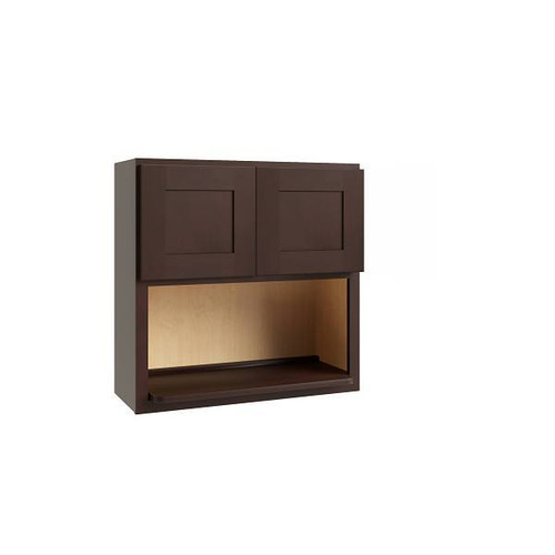 CNC CABINETRY Luxor Microwave Wall Cabinet, 30"W X 30"H X 12"D, Shaker Espresso L11-MW3030