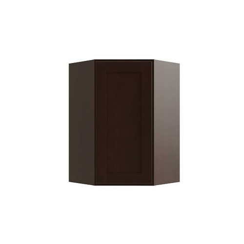 CNC CABINETRY Luxor Diagonal Corner Wall Cabinet, 24"W X 42"H, Shaker Espresso L11-CW2442