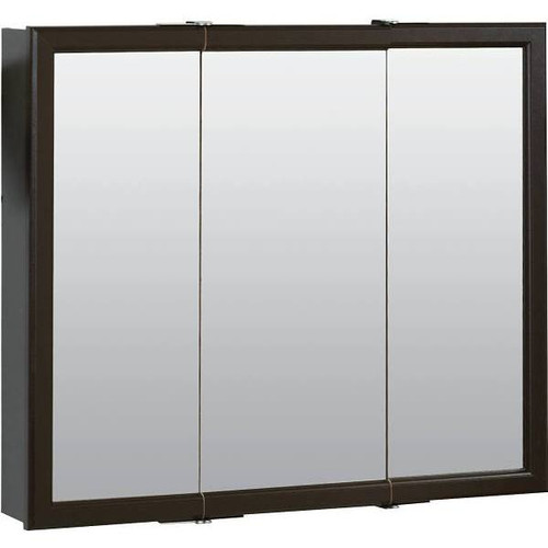 Zenith 29.63 In. X 25.38 In. Surface-Mount Tri-View Mirror Medicine Cabinet (Espresso)