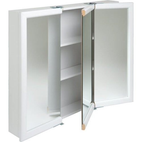 Zenith 24w X 26" Surface Mount White Tri-View Wood Mirrored Medicine Cabinet