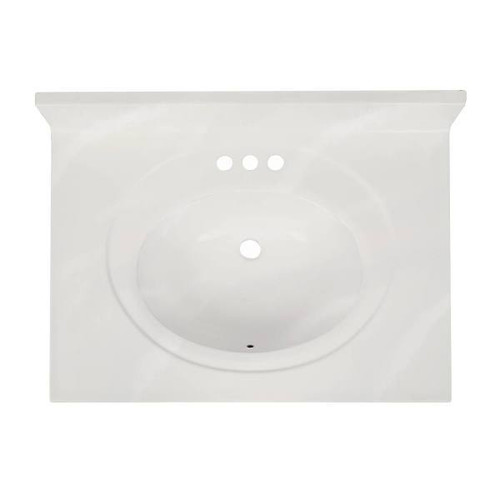 Modular Vanity Tops 25 X 22 White Swirl Cultured Marble Vanity Top And Bowl