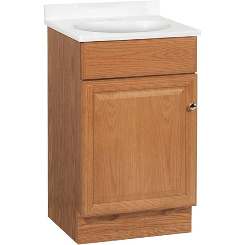 Seasons 18 In. W X 35 In. H X 16 In. D Bathroom Vanity Cabinet With Top, Oak