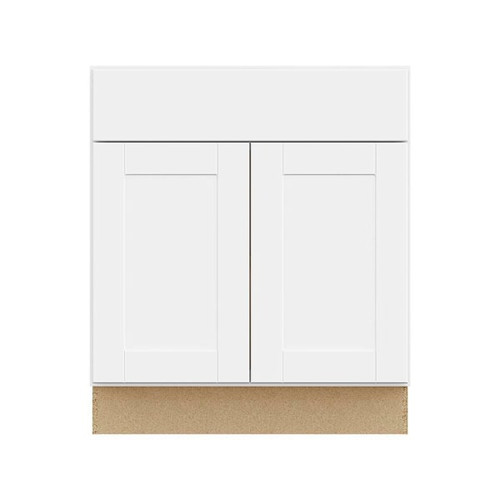 Hampton Bay 30in. W X 34.5in. H X 24in. D Shaker Assembled Sink Base Cabinet, Satin White