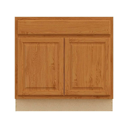 Hampton Bay 36in. W X 34.5in. H X 24in. D Hampton Raised Panel Assembled Base Cabinet With Drawer, Medium Oak