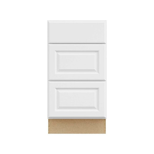 Hampton Bay 18in. W X 34.5in. H X 24in. D Hampton Raised Panel Drawer Base Cabinet With 3 Drawers, Satin White