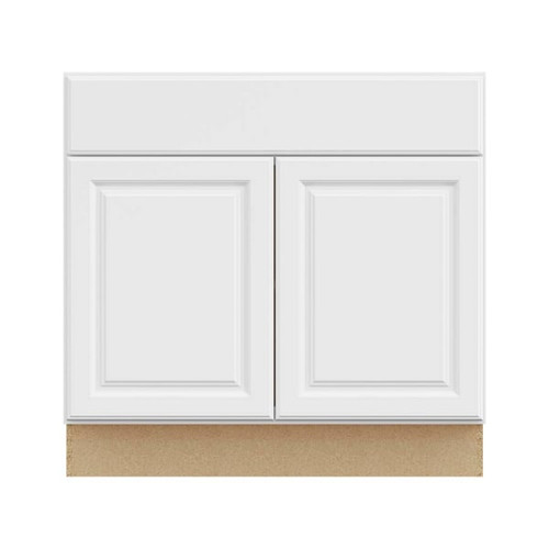 Hampton Bay 36in. W X 34.5in. H X 24in. D Hampton Raised Panel Assembled Sink Base Cabinet, Satin White
