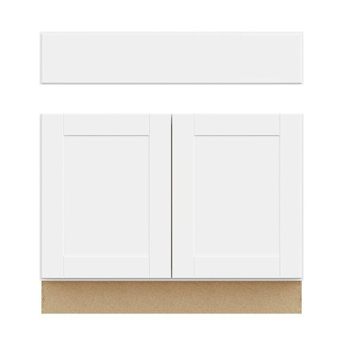 Hampton Bay 36in. W X 34.5in. H X 24in. D Shaker Assembled Accessible ADA Sink Base Cabinet, Satin White