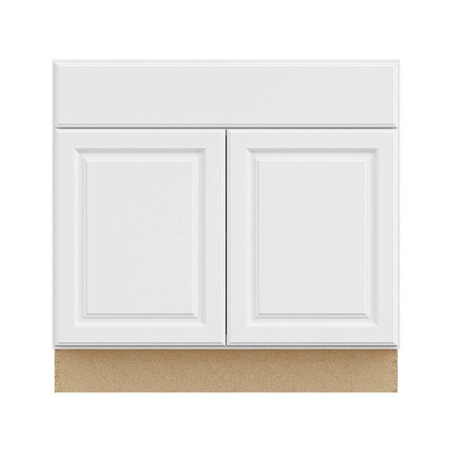 Hampton Bay 36in. W X 34.5in. H X 24in. D Hampton Raised Panel Assembled Base Cabinet With Drawer, Satin White