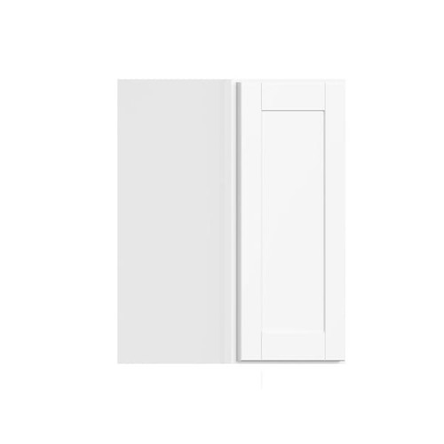 Hampton Bay 24in. W X 30in. H X 12in. D Shaker Corner Assembled Wall Cabinet, Satin White