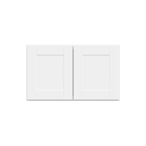 Hampton Bay 30in. W X 18in. H X 12in. D Shaker Assembled Wall Cabinet, Satin White