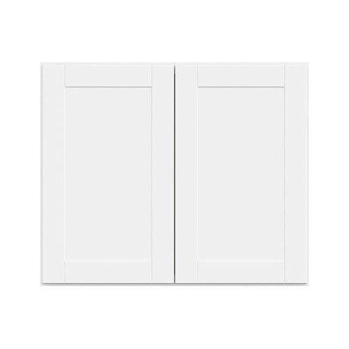 Hampton Bay 36in. W X 30in. H X 12in. D Shaker Assembled Wall Cabinet, Satin White