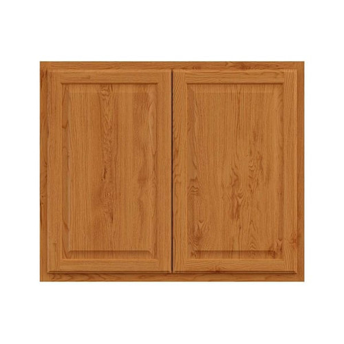Hampton Bay 36in. W X 30in. H X 12in. D Hampton Raised Panel Assembled Wall Cabinet, Medium Oak