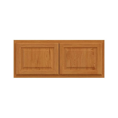 Hampton Bay 36in. W X 15in. H X 12in. D Hampton Raised Panel Assembled Wall Cabinet, Medium Oak