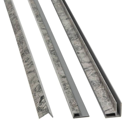 Palisade 94" Vinyl Backsplash Accessory Trim Kit, Spanish Marble, Package Of 6