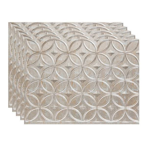 Fasade 18x24 Rings Backsplash Panel, Vintage Metal, Package Of 5