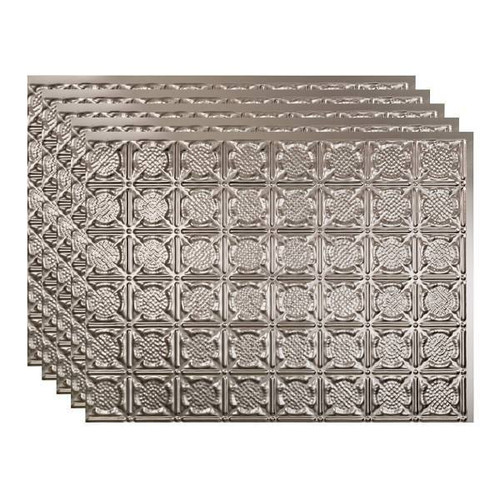 Fasade 18x24 Traditional #6 Backsplash Panel, Brushed Nickel, Package Of 5
