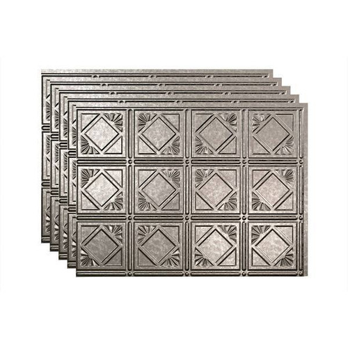 Fasade 18x24 Traditional #4 Backsplash Panel, Galvanized Steel, Package Of 5