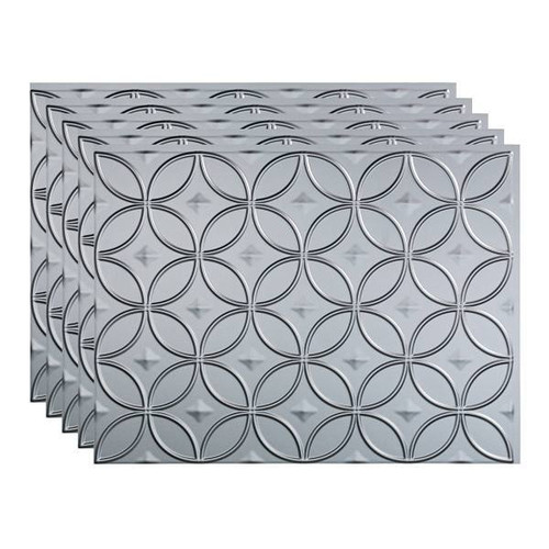 Fasade 18x24 Rings Backsplash Panel, Argent Silver, Package Of 5