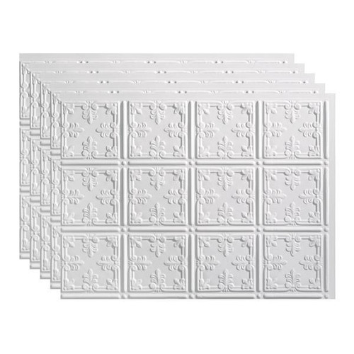 Fasade 18x24 Traditional #10 Backsplash Panel, Gloss White, Package Of 5