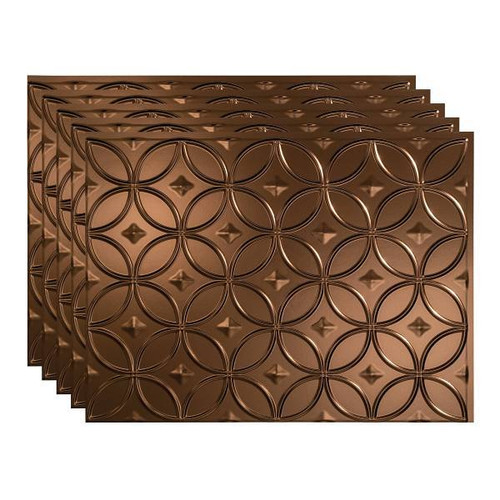 Fasade 18x24 Rings Backsplash Panel, Oil Rubbed Bronze, Package Of 5