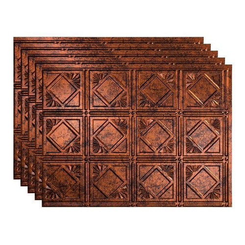 Fasade 18x24 Traditional #4 Backsplash Panel, Moonstone Copper, Package Of 5