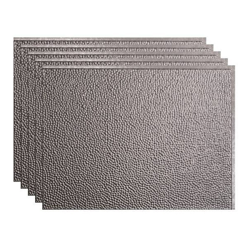 Fasade 18x24 Hammered Vinyl Backsplash Panel, Galvanized Steel, Package Of 5
