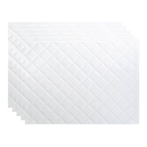 Fasade 18x24 Quilted Vinyl Backsplash Panel, Gloss White, Package Of 5