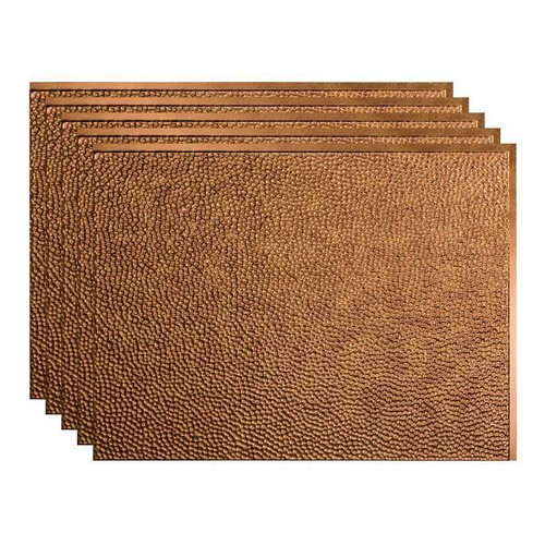 Fasade 18x24 Hammered Vinyl Backsplash Panel, Antique Bronze, Package Of 5
