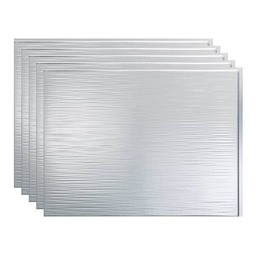 Fasade 18x24 Ripple Backsplash Panel, Brushed Aluminum, Package Of 5